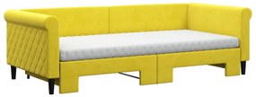 vidaXL Καναπές Κρεβάτι Συρόμενος Κίτρινο 90x200εκ. Βελούδινος Στρώματα