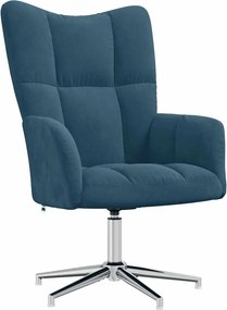 vidaXL Πολυθρόνα Relax Μπλε Βελούδινη με Σκαμπό