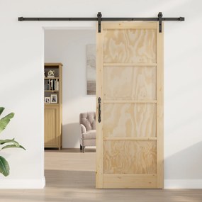 vidaXL Συρόμενη Πόρτα με Σετ Εξαρτημάτων 86x211 εκ. Σταθερού Ξύλου Πεύκου
