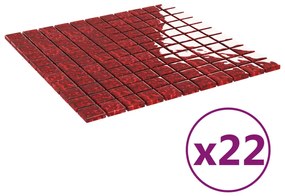 vidaXL Μωσαϊκά Πλακάκια 22 τεμ. Κόκκινα 30 x 30 εκ. Γυάλινα