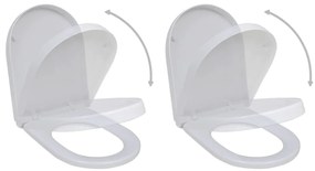 vidaXL Καθίσματα Τουαλέτας με Καπάκι Soft Close 2 τεμ. Λευκά Πλαστικά