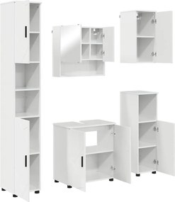 vidaXL Σετ Επίπλων Μπάνιου Επιτοίχιο 5 pcs Υψηλής γυαλάδας λευκό