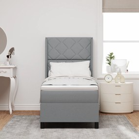 vidaXL Κρεβάτι Box Spring με Στρώμα & LED Φωτισμός Γκρι 90x190 εκ. Υφάσμα