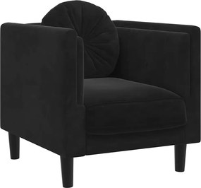 vidaXL Πολυθρόνα Μαύρη Βελούδινη με Μαξιλάρι