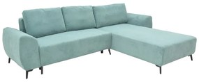 Kαναπές κρεβάτι τριθέσιος αναστρέψιμος Settee pakoworld ύφασμα με αποθηκευτικό χώρο σε σιέλ απόχρωση 286x204x93εκ