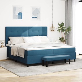 vidaXL Κρεβάτι με Κουτί και Στρώμα Σκούρο Μπλε 200x200 εκ Βελούδο