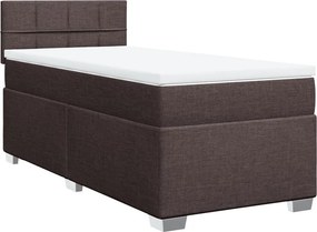 vidaXL Κρεβάτι Boxspring με Στρώμα Σκούρο Καφέ 100x200 εκ. Υφασμάτινο