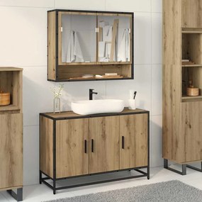 vidaXL Ντουλάπα Νιπτήρα Mπάνιου με ράφι artisan δρυς 90 x 33 x 60 εκ.