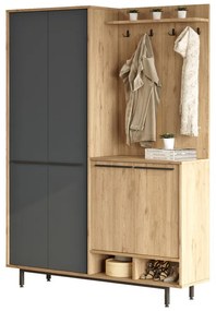 Intrahome Έπιπλο εισόδου Cloat με αποθηκευτικό χώρο Intrahome σε φυσική-ανθρακί απόχρωση 147.4x35.5x195.6εκ | SKU: INTRAPA-287111324