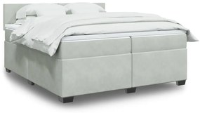 Κρεβάτι Boxspring με Στρώμα Ανοιχτό Γκρι 200x200 εκ. Βελούδινο - Γκρι