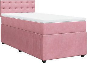 vidaXL Κρεβάτι Boxspring με Στρώμα Ροζ 90x190 εκ. Βελούδινο