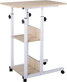 LIFT Βοηθητικό Τραπεζάκι Μέταλλο Βαφή Άσπρο, Melamine Απόχρωση Maple   1τμχ