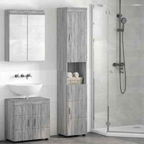 vidaXL Ντουλάπι Μπάνιου με πόρτα TULUM Γκρι sonoma 37 x 31.5 x 203 εκ