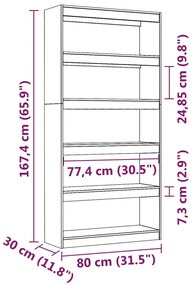 Βιβλιοθήκη/Διαχωριστικό Χώρου 80x30x167,4 εκ. Μασίφ Ξύλο Πεύκου - Καφέ