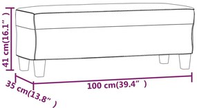 vidaXL Πάγκος Γκρι 100 x 35 x 41 εκ. από Συνθετικό Δέρμα