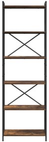vidaXL Βιβλιοθήκη Καπνιστή δρυς 60 x 30 x 188 εκ MDF και Χάλυβας