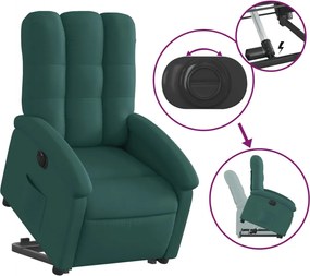 vidaXL Πολυθρόνα Ηλεκ. Ανακλ. Ανύψωση Σκ. Πράσινο Υφασμάτινη