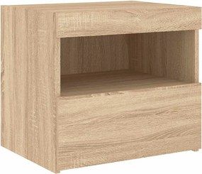 vidaXL Κομοδίνο με Φώτα LED Sonoma Δρυς 50 x 40 x 45 εκ.