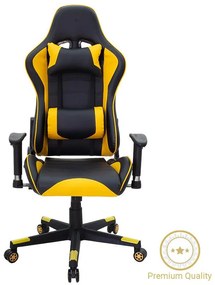 Office Gaming chair Miel PU black-yellow 67x57x136 εκ.