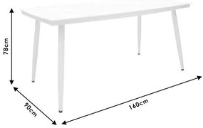 Τραπέζι Zeren μέταλλο λευκό-γυαλί 160x90x78εκ 160x90x79 εκ.