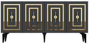 Μπουφές Viola 475OLV2317 150x40x79cm Anthracite-Gold Μοριοσανίδα, Μελαμίνη