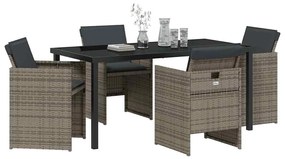 vidaXL Σέτ φαγητού για κήπο 5 pcs Γκρι συνθετικό ρατάν
