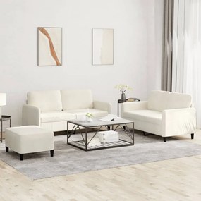 vidaXL Σετ Καναπέ 3 Τεμαχίων Κρεμ Βελούδο
