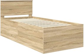 vidaXL Σκελετός Κρεβατιού Δρύς Sonoma 75 x 190 cm Επεξεργασμένο ξύλο