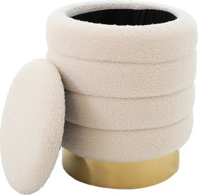 Σκαμπό-μπαούλο Dazzle pakoworld μπουκλέ cream-χρυσό Φ36x44εκ