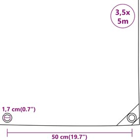 vidaXL Μουσαμάς Μαύρος 650 γρ./μ.² 3,5 x 5 μ.