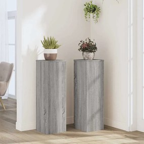 vidaXL Βάσεις Φυτών 2 Τεμ. Γκρι Sonoma 25x25x80 εκ. Επεξεργασμένο Ξύλο