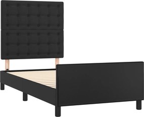 vidaXL Πλαίσιο Κρεβατιού με Κεφαλάρι Μαύρο90x200εκ. από ΣυνθετικόΔέρμα