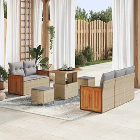 vidaXL Σετ Καναπέ Κήπου 8 pcs μπεζ και ανοιχτό γκρι 90 x 55 x 71 cm