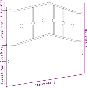 vidaXL Ανταλλακτικό κεφαλάρι Λευκό 107 εκ. Μεταλλικό