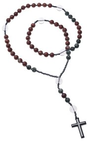 Κολιέ Men&#039;s Senza Multicolor Stones with Steel Cross