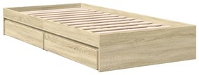 vidaXL Πλαίσιο Κρεβατιού με Συρτάρια Sonoma Δρυς 75x190 εκ. Επεξ. Ξύλο