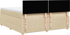 vidaXL Κρεβάτι Boxspring με Στρώμα Κρεμ 200x200 εκ. Υφασμάτινο