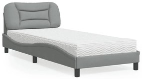 Κρεβάτι με Στρώμα Ανοιχτό Γκρι 80x200 εκ. Υφασμάτινο