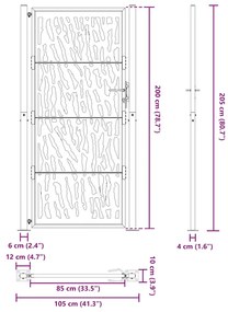 ΠΥΛΗ ΚΗΠΟΥ ΜΑΥΡΗ 105X205 CM ΑΤΣΑΛΙΝΟ ΣΧΕΔΙΟ ΙΧΝΟΥΣ 4100983