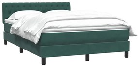 vidaXL Κρεβάτι Boxspring με Στρώμα Σκούρο Πράσινο 140x210εκ. Βελούδινο