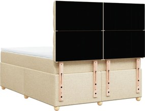 vidaXL Κρεβάτι Boxspring με Στρώμα Κρεμ 140x200 εκ. Υφασμάτινο