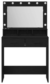 vidaXL Κομοδίνο με ράφι Μαύρη δρυς 79 x 41 x 135 εκ Επεξεργασμένο ξύλο