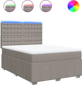vidaXL Κρεβάτι Boxspring με Στρώμα Taupe 140x200 εκ. Υφασμάτινο