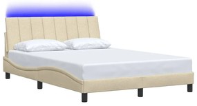 vidaXL Σκελετός Κρεβατιού Χωρίς Στρώμα Κρεμ 140x190 εκ. Υφασμάτινο