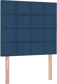 vidaXL LED Κρεβάτι αποθήκευσης με στρώμα Μπλε 90 x 200 cm Ύφασμα