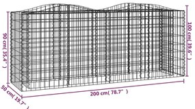 Συρματοκιβώτιο Τοξωτό 200x50x100 εκ. από Γαλβανισμένο Σίδερο - Ασήμι