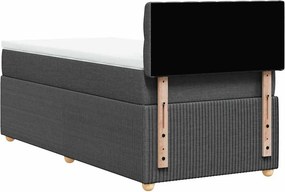 vidaXL Κρεβάτι Boxspring με Στρώμα Σκούρο Γκρι 90x200 εκ. Υφασμάτινο