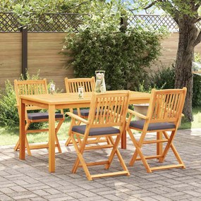 vidaXL Πτυσσόμενη Καρέκλα με μαξιλάρι 4 pcs Γκρι 49 x 57.5 x 92εκ