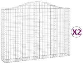 vidaXL Συρματοκιβώτια Τοξωτά 2 τεμ. 200x30x140/160 εκ. Γαλβαν. Ατσάλι
