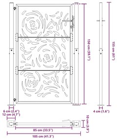 Πύλη κήπου Μαύρη 105x155 cm Ατσάλινη φλόγα σχεδιασμού 4100991